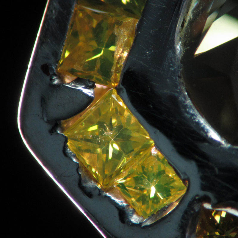 Treated Yellow Diamonds in Quite a Bad Setting